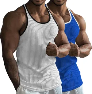 Men's 2 Pack Muscle Tank Tops 2025 Sleeveless Crewneck Solid Casual Tshirts Moisture Wicking Stretch Sport Undershirt