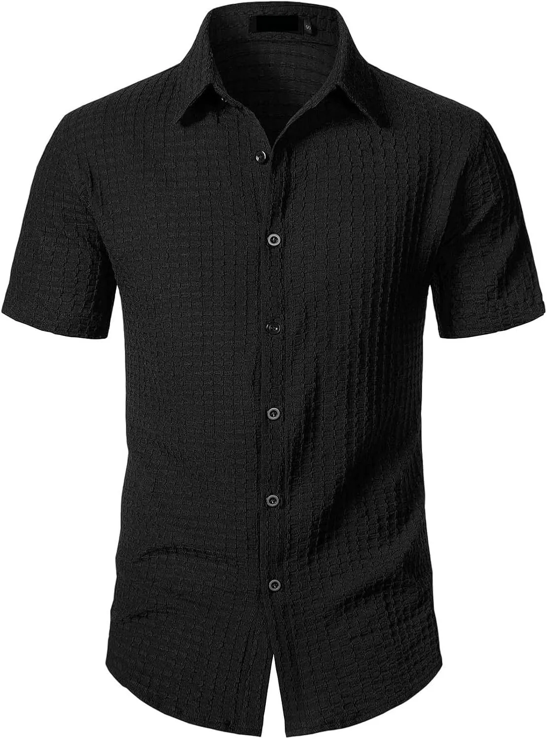 Men's Button Down Shirts Short Sleeve Casual Dress Shirts Summer Solid Beach Vacation Shirts 2025 Summer