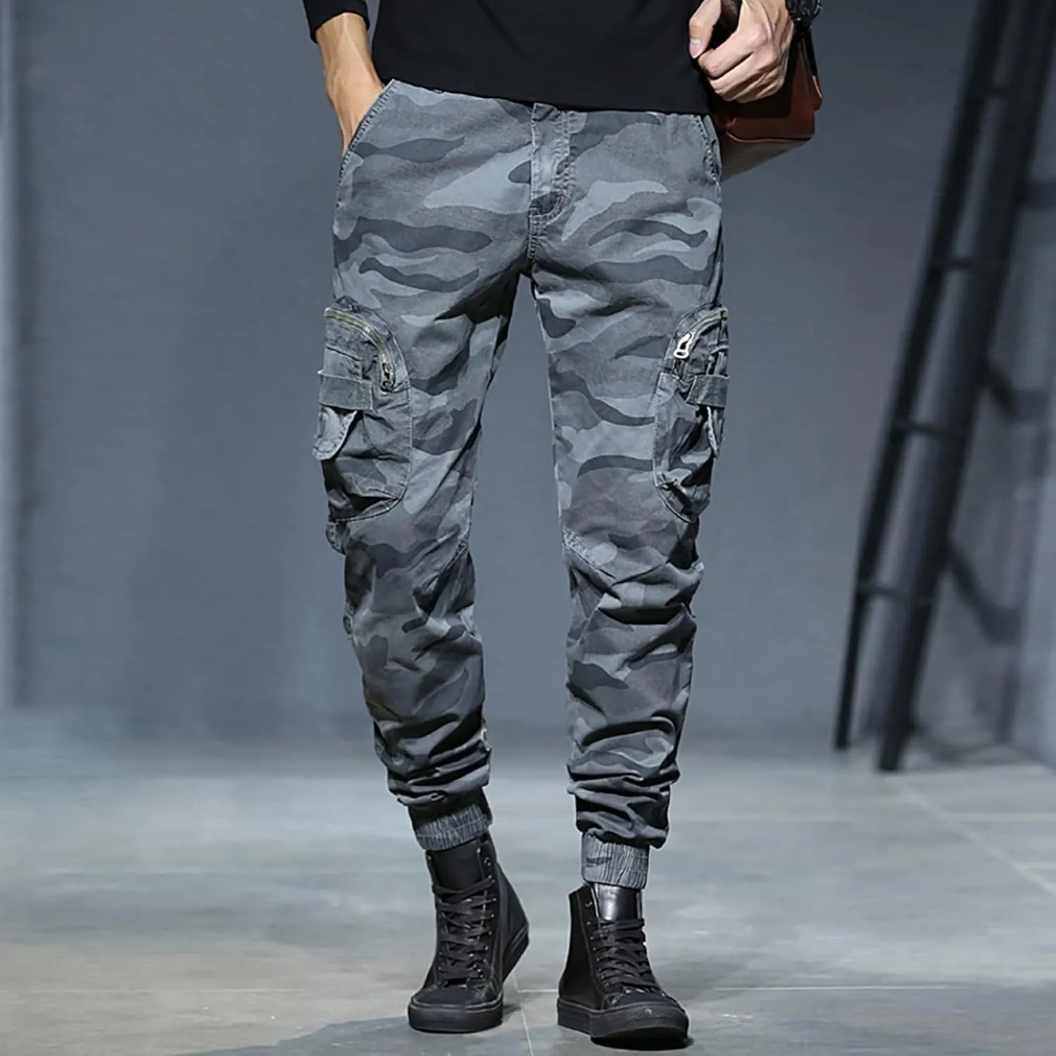 Mens Cargo Work Pants Men's Camouflage Flex Ripstop Tactical Pants Lightweight Hiking Casual Cargo Pants Multi Pockets