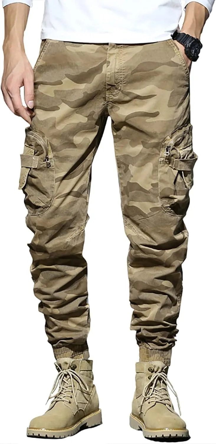 Mens Cargo Work Pants Men's Camouflage Flex Ripstop Tactical Pants Lightweight Hiking Casual Cargo Pants Multi Pockets