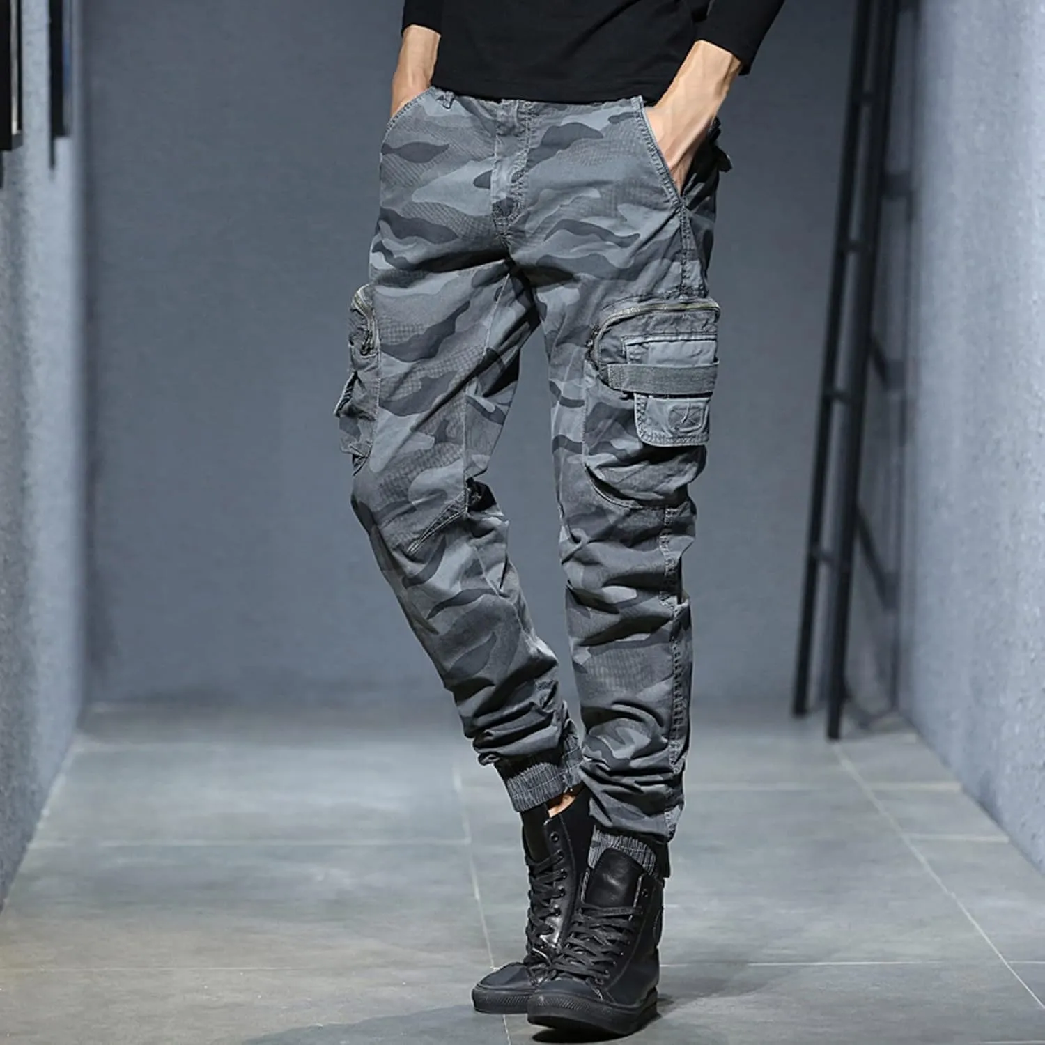 Mens Cargo Work Pants Men's Camouflage Flex Ripstop Tactical Pants Lightweight Hiking Casual Cargo Pants Multi Pockets