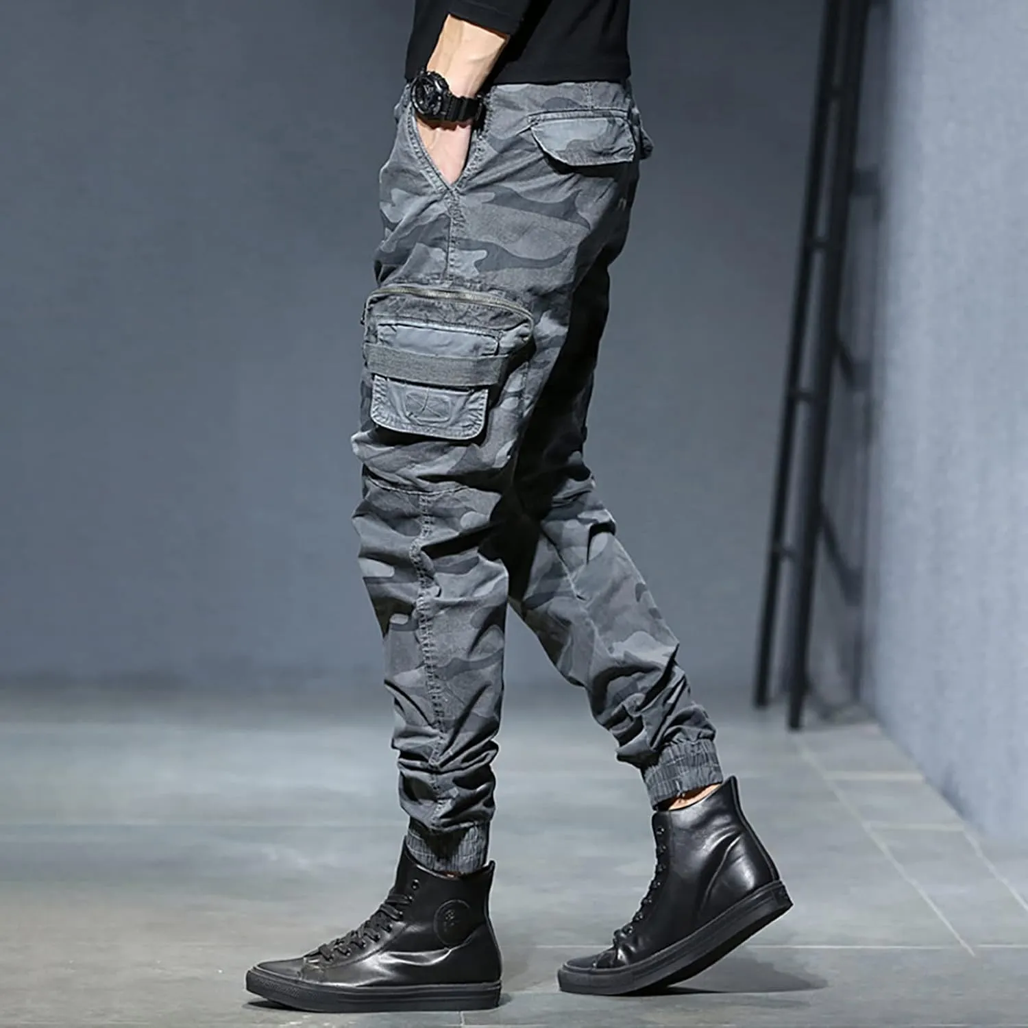 Mens Cargo Work Pants Men's Camouflage Flex Ripstop Tactical Pants Lightweight Hiking Casual Cargo Pants Multi Pockets