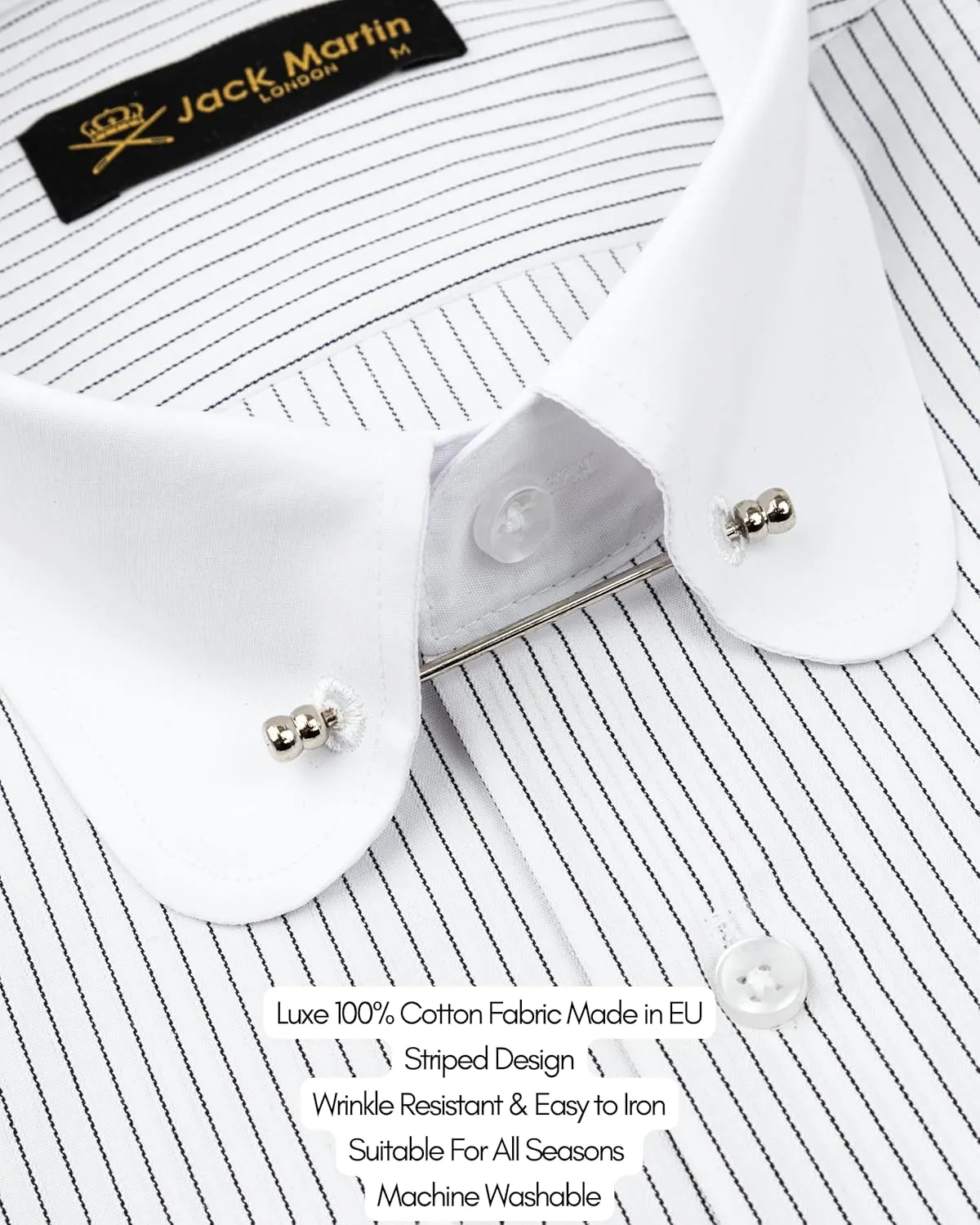 Men's Club Collar Dress Shirt with Pin Collar Bar | Long Sleeve | Button-Up Stylish Formal