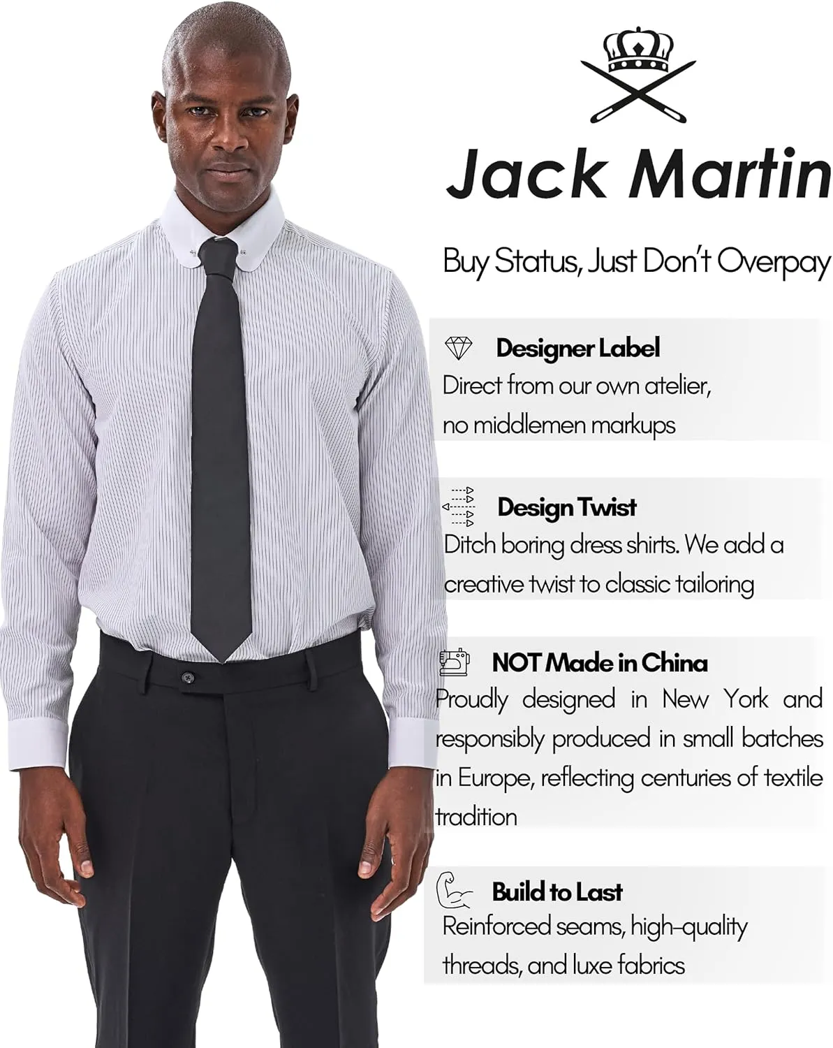 Men's Club Collar Dress Shirt with Pin Collar Bar | Long Sleeve | Button-Up Stylish Formal