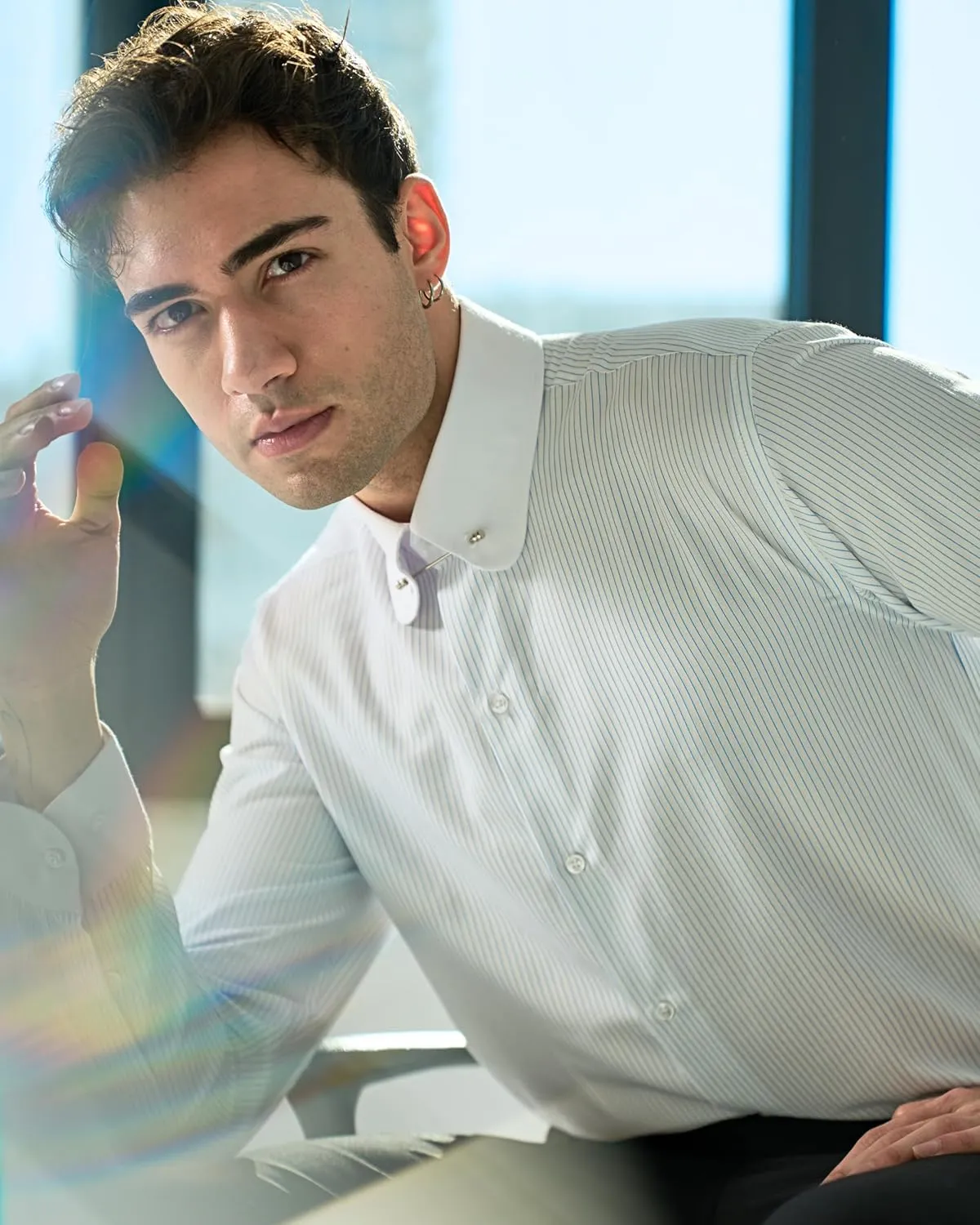 Men's Club Collar Dress Shirt with Pin Collar Bar | Long Sleeve | Button-Up Stylish Formal