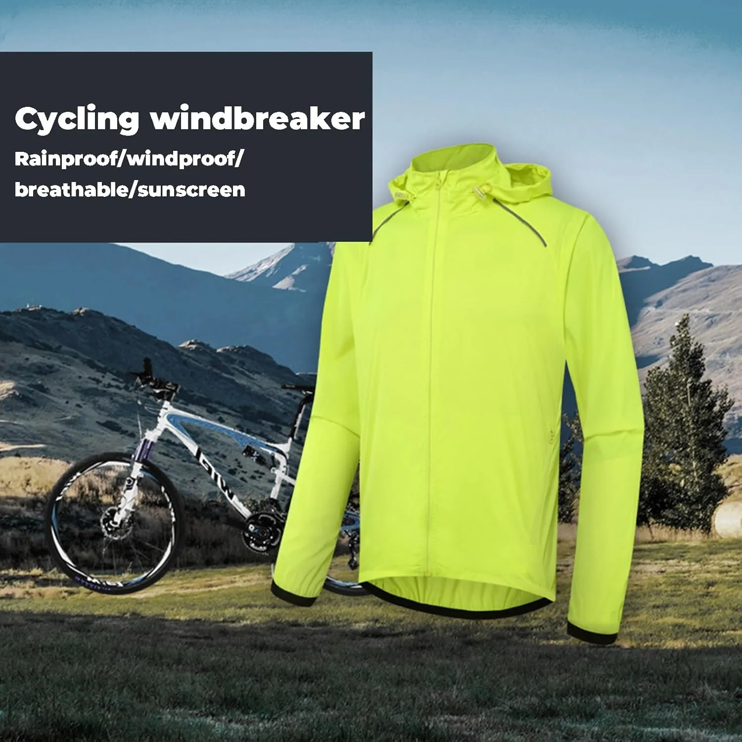 Men's Cycling Jacket,Reflective Packable Breathable Lightweight Hiking