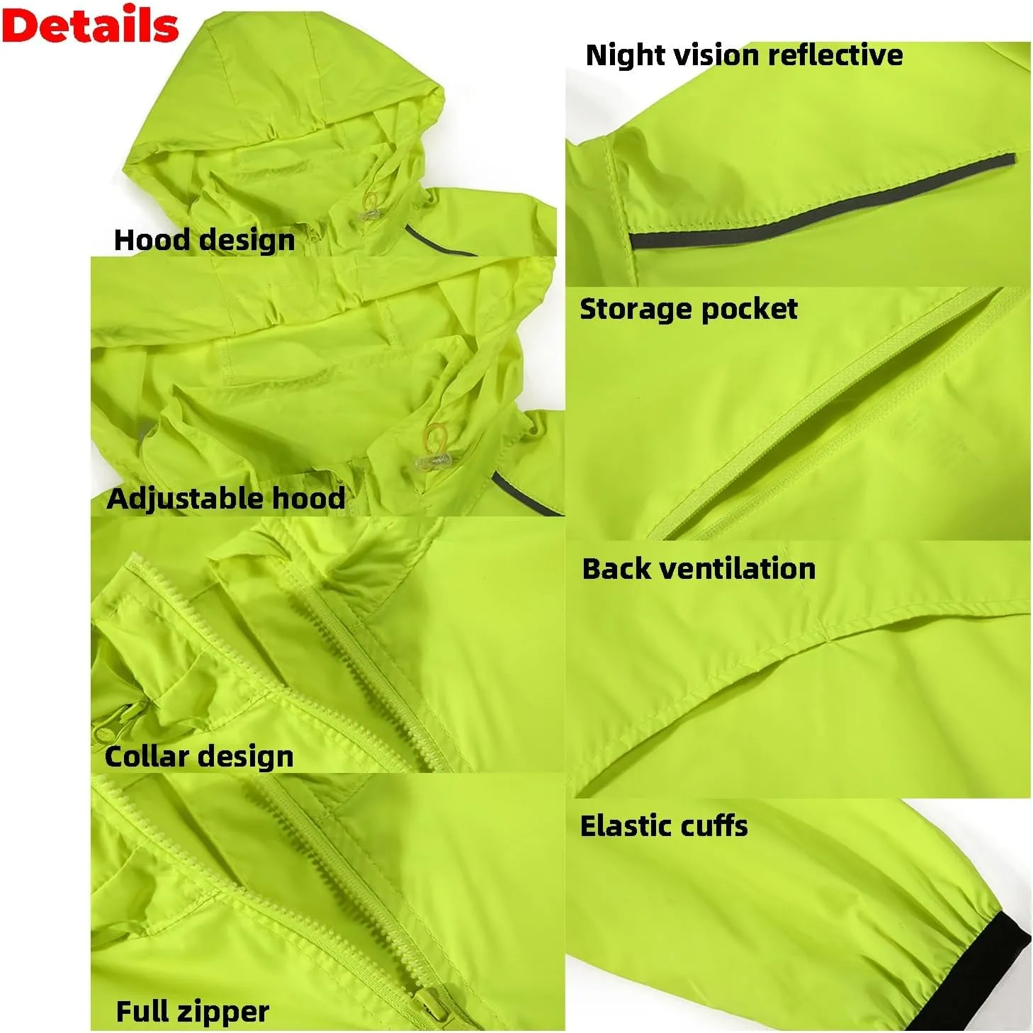 Men's Cycling Jacket,Reflective Packable Breathable Lightweight Hiking