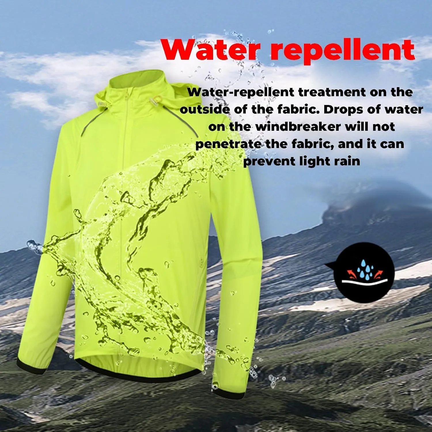Men's Cycling Jacket,Reflective Packable Breathable Lightweight Hiking