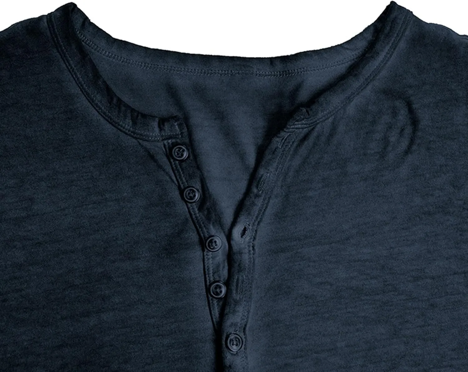 Mens Distressed Henley Shirts Classic Retro Long Sleeve Cotton Tee Shirts Casual Button Down Washed T-Shirts