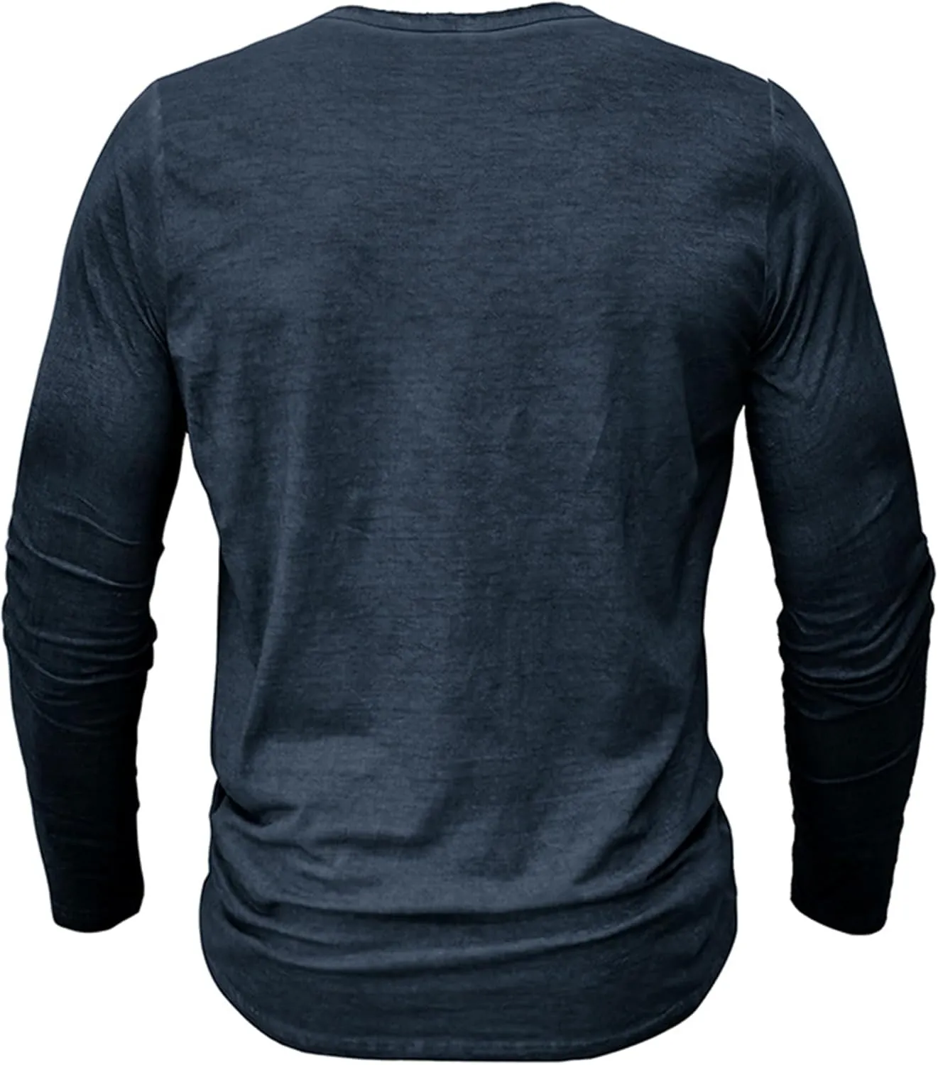 Mens Distressed Henley Shirts Classic Retro Long Sleeve Cotton Tee Shirts Casual Button Down Washed T-Shirts