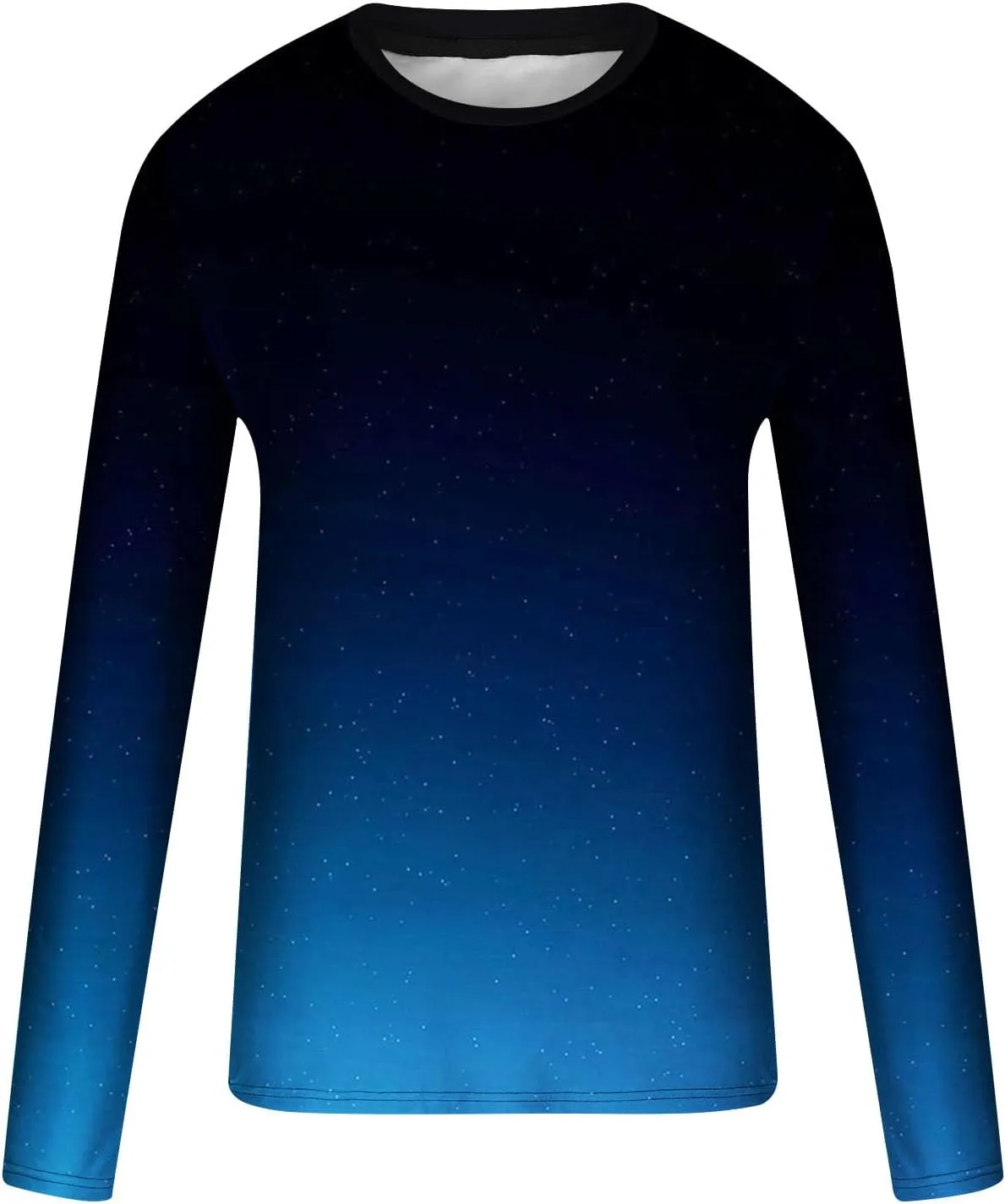 Men's Fashion Gradient Printed Shirts Long Sleeve Round Neck Pullover Athletic Workout Shirts Running Sport Shirts
