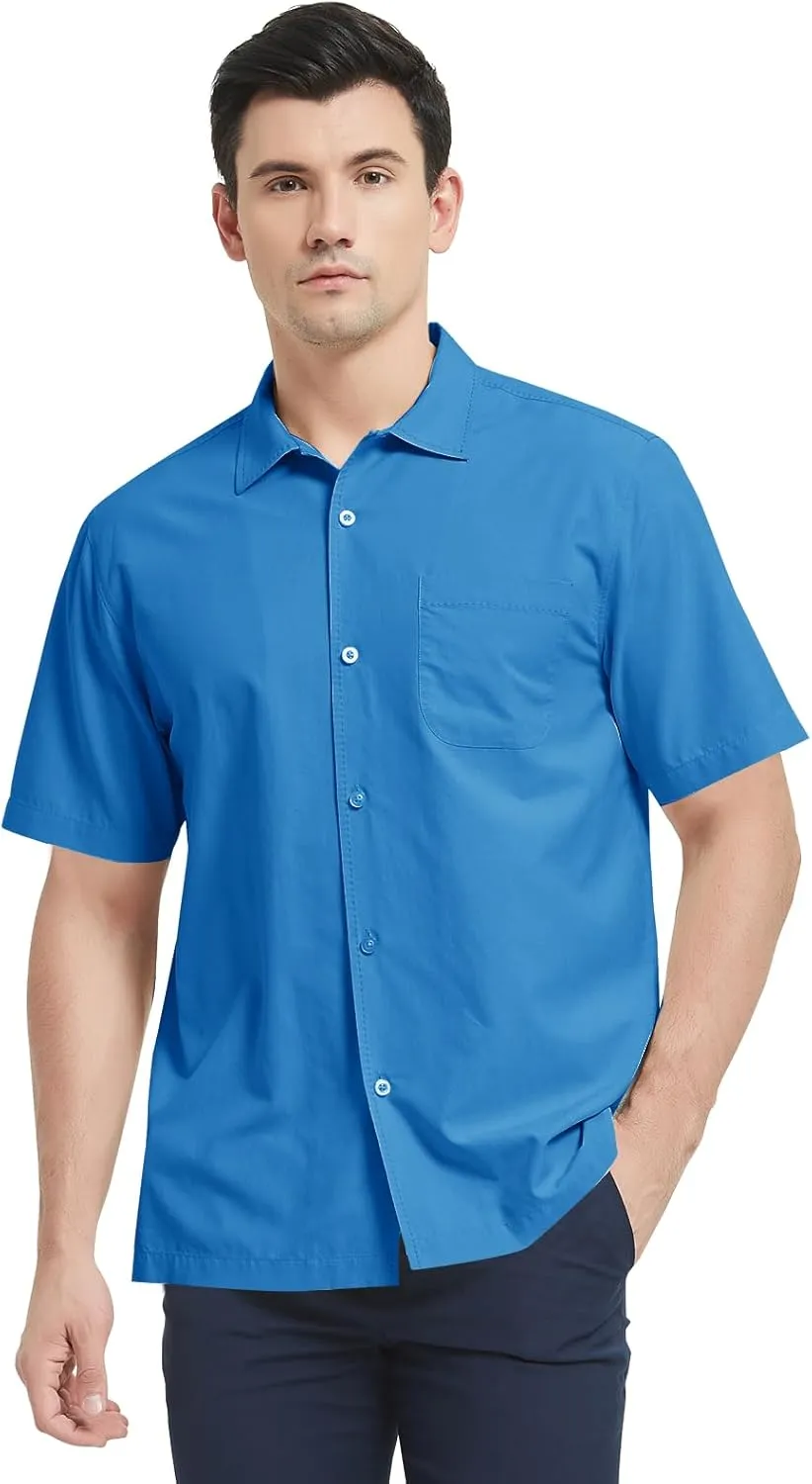 Mens Hawaiian Shirts Silk Botton Down Short Sleeve Shirts Tropical Casual Beach Shirt Camp Shirts