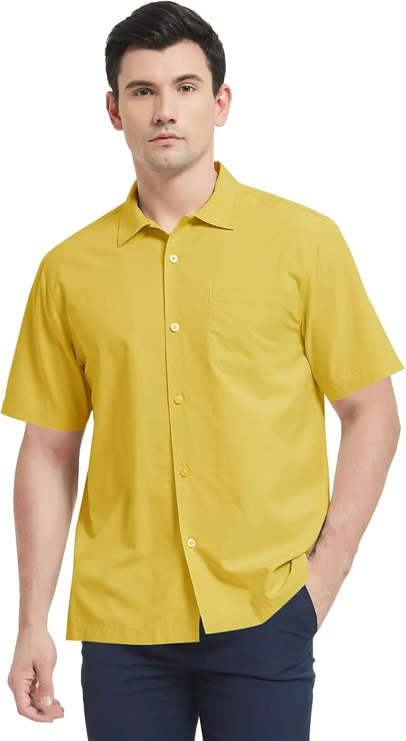 Mens Hawaiian Shirts Silk Botton Down Short Sleeve Shirts Tropical Casual Beach Shirt Camp Shirts