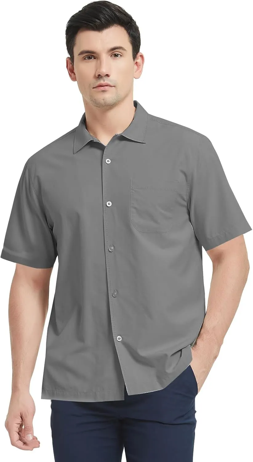 Mens Hawaiian Shirts Silk Botton Down Short Sleeve Shirts Tropical Casual Beach Shirt Camp Shirts