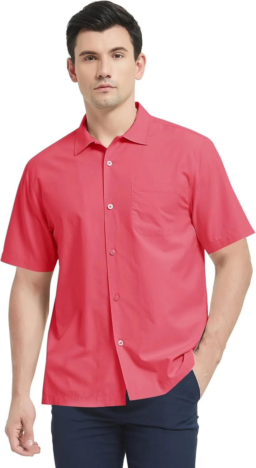 Mens Hawaiian Shirts Silk Botton Down Short Sleeve Shirts Tropical Casual Beach Shirt Camp Shirts