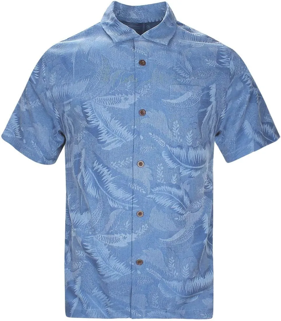 Mens Hawaiian Shirts Silk Botton Down Short Sleeve Shirts Tropical Casual Beach Shirt Camp Shirts