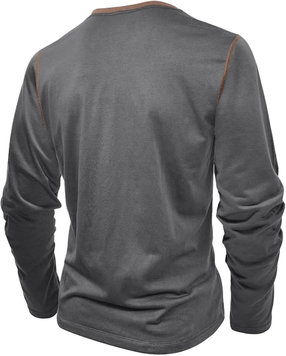Men's Henley Shirts Classic Casual Basic Tee Shirts Long Sleeve Cotton Button T Shirts