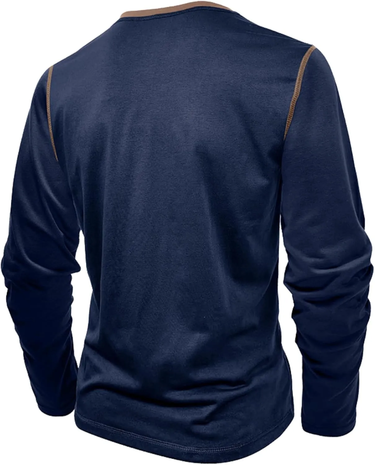 Men's Henley Shirts Classic Casual Basic Tee Shirts Long Sleeve Cotton Button T Shirts