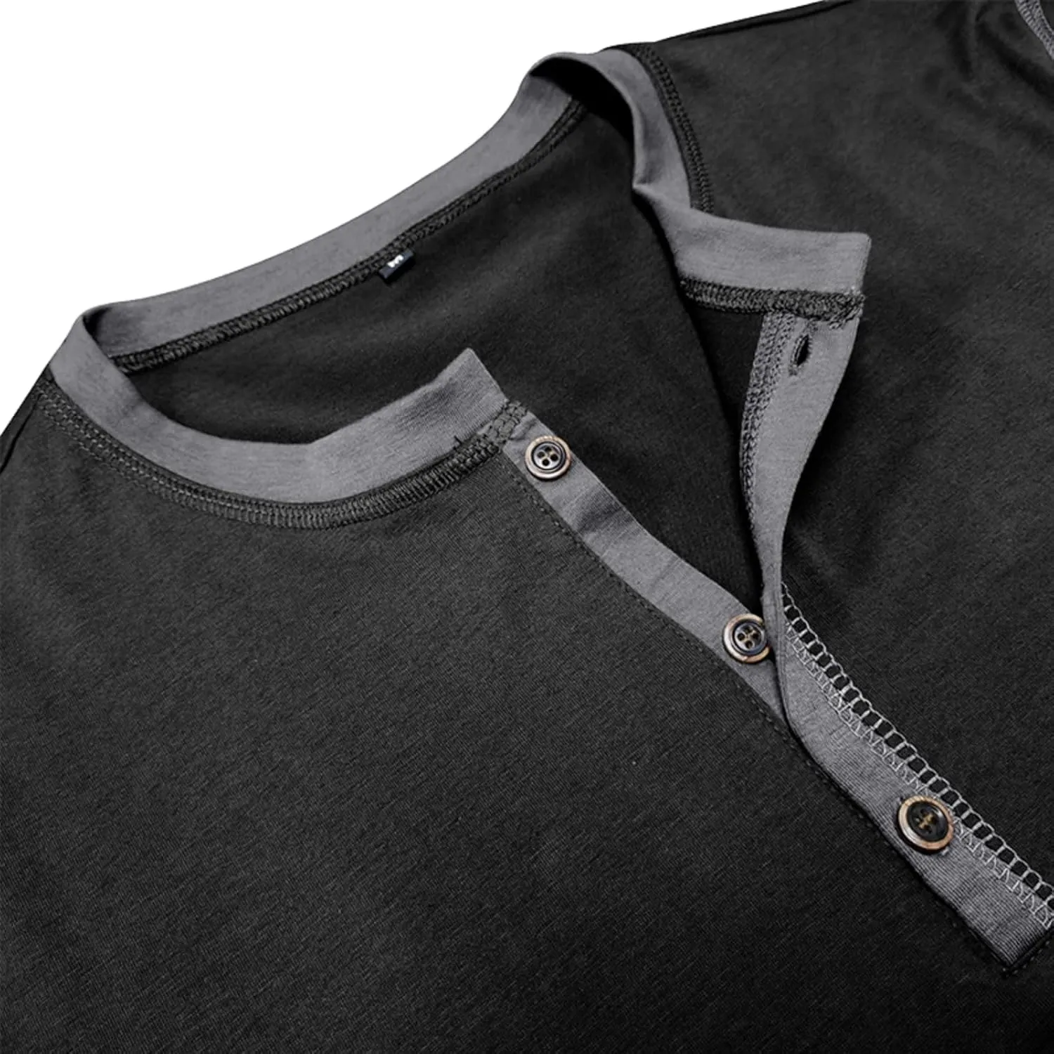 Men's Henley Shirts Classic Casual Basic Tee Shirts Long Sleeve Cotton Button T Shirts