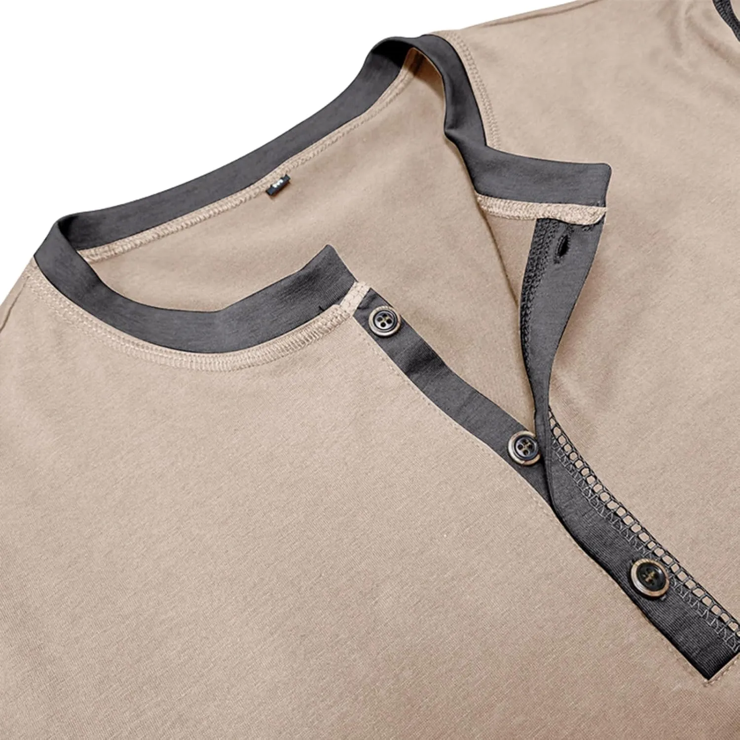 Men's Henley Shirts Classic Casual Basic Tee Shirts Long Sleeve Cotton Button T Shirts
