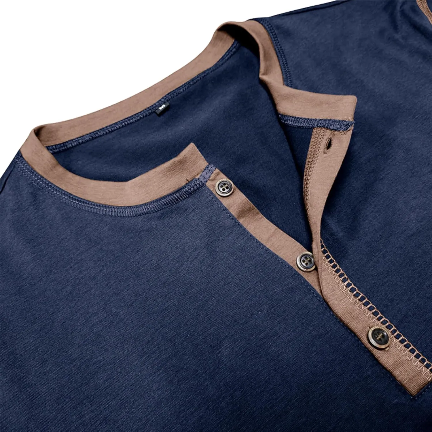 Men's Henley Shirts Classic Casual Basic Tee Shirts Long Sleeve Cotton Button T Shirts