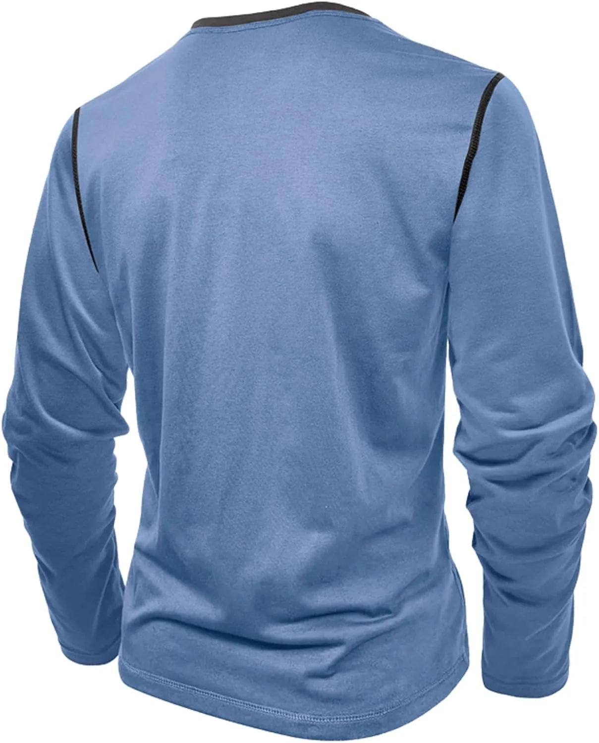 Men's Henley Shirts Classic Casual Basic Tee Shirts Long Sleeve Cotton Button T Shirts