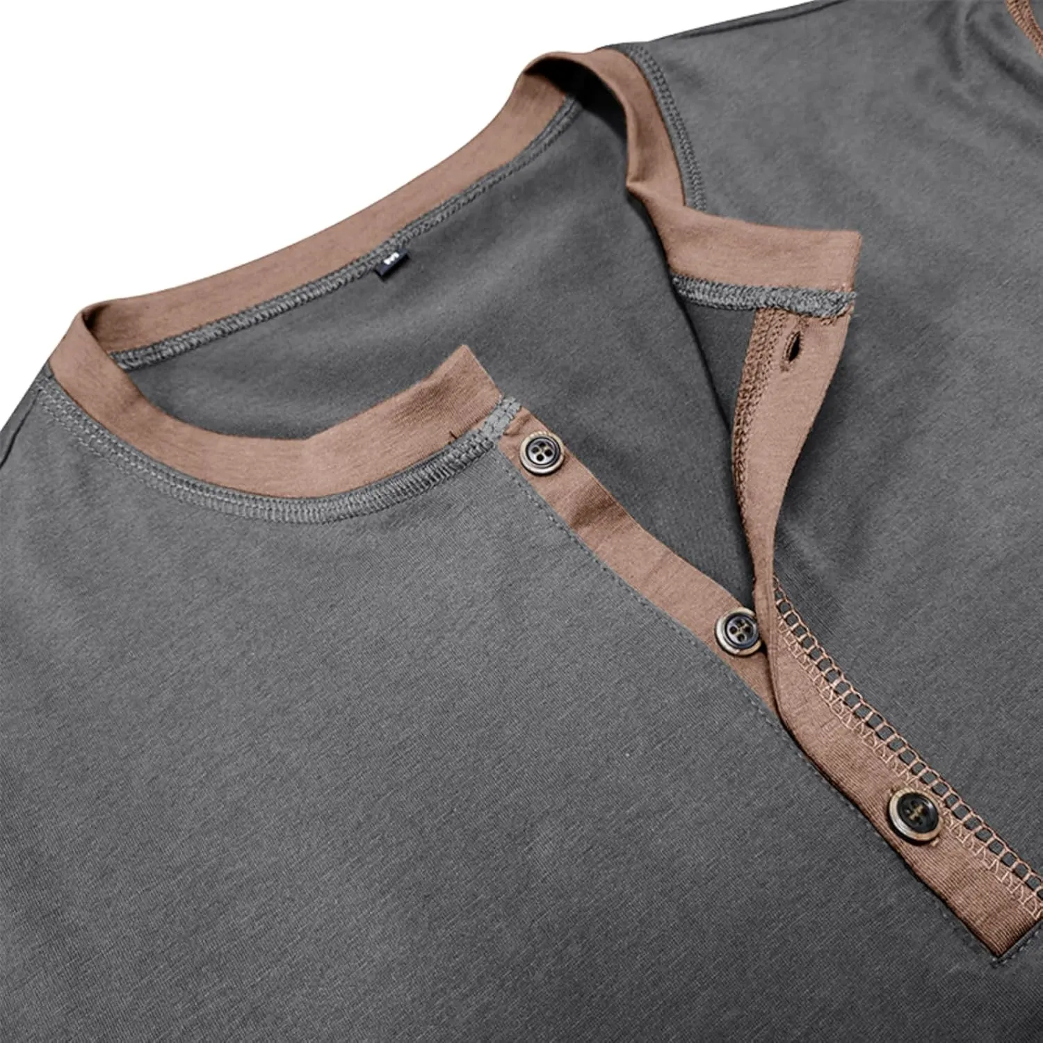 Men's Henley Shirts Classic Casual Basic Tee Shirts Long Sleeve Cotton Button T Shirts