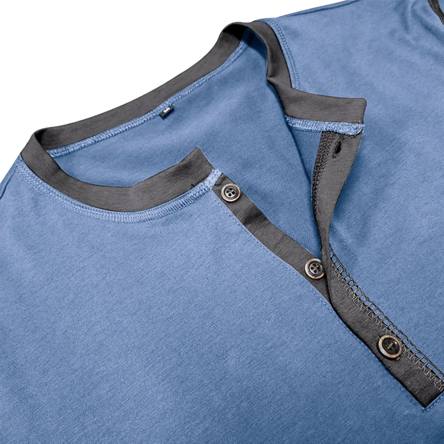 Men's Henley Shirts Classic Casual Basic Tee Shirts Long Sleeve Cotton Button T Shirts