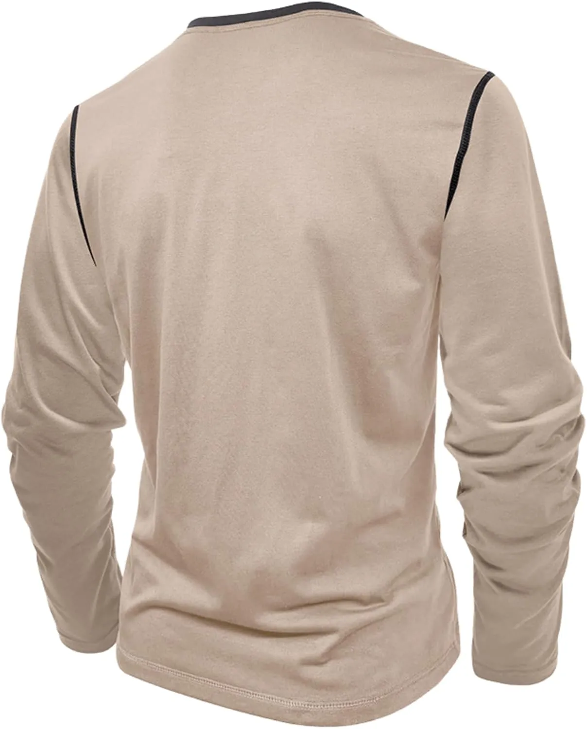Men's Henley Shirts Classic Casual Basic Tee Shirts Long Sleeve Cotton Button T Shirts