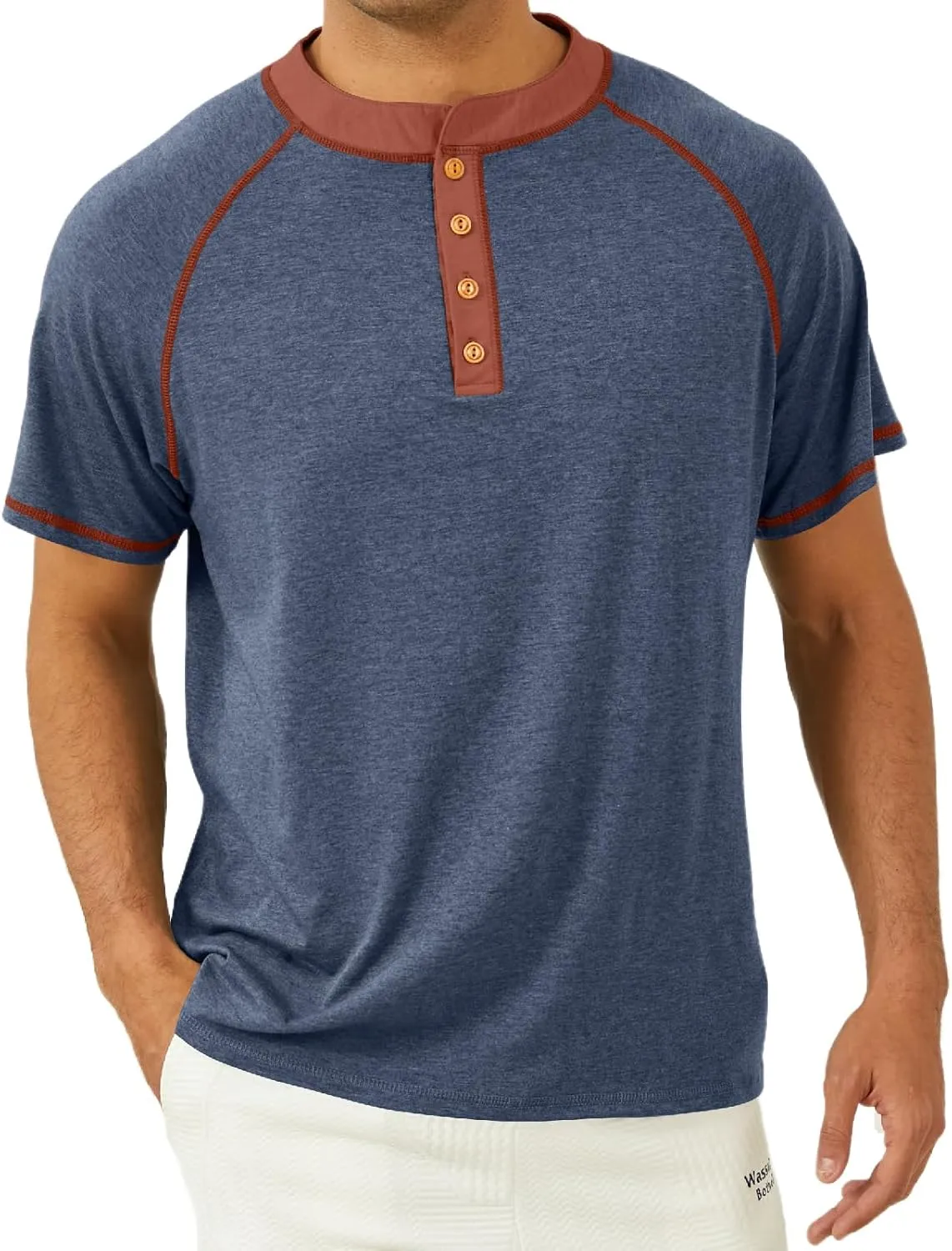 Mens Henley Shirts Short Sleeve Casual Classic Cotton T-Shirts Summer Lightweight Button Tee Shirts