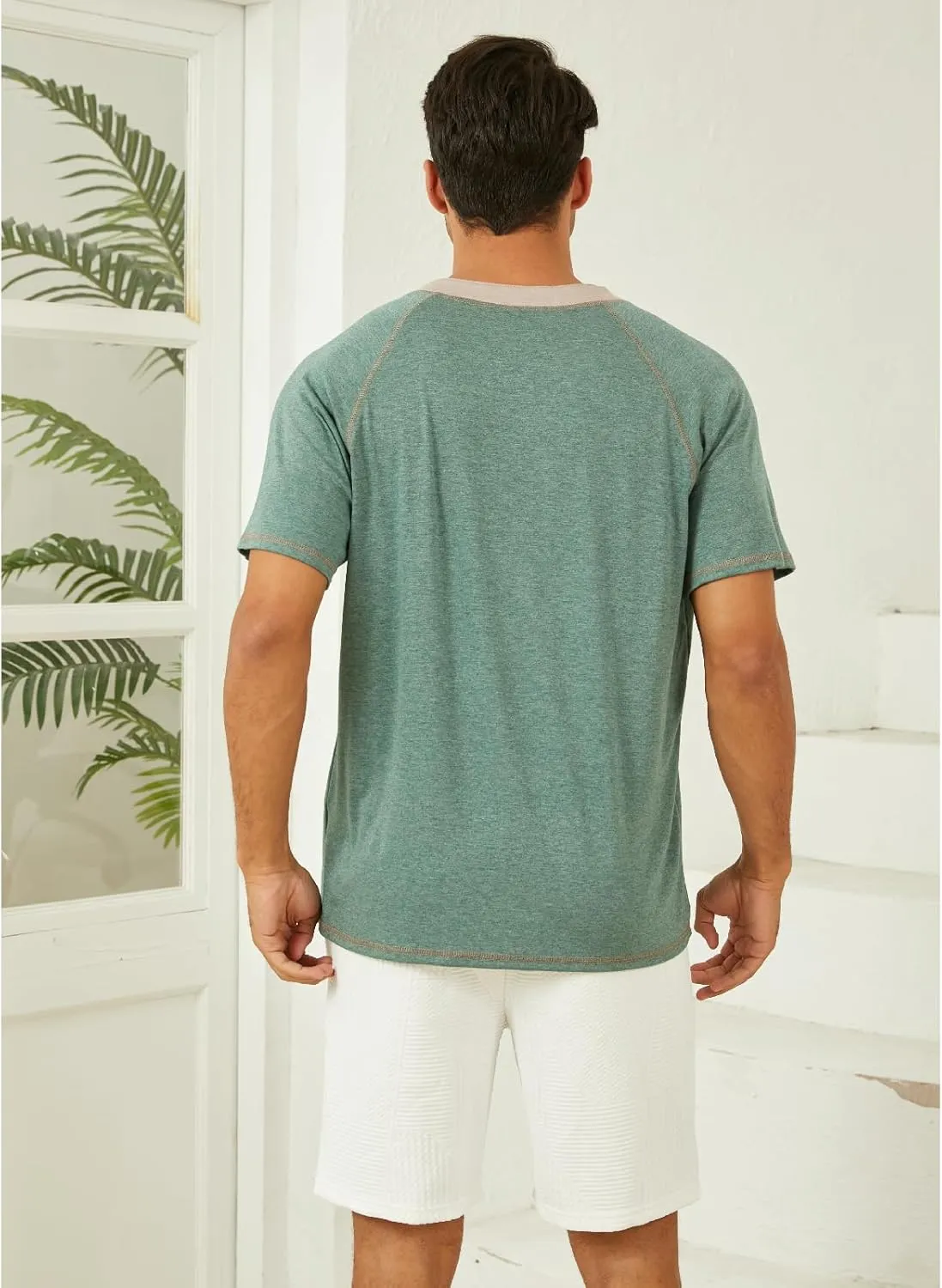 Mens Henley Shirts Short Sleeve Casual Classic Cotton T-Shirts Summer Lightweight Button Tee Shirts