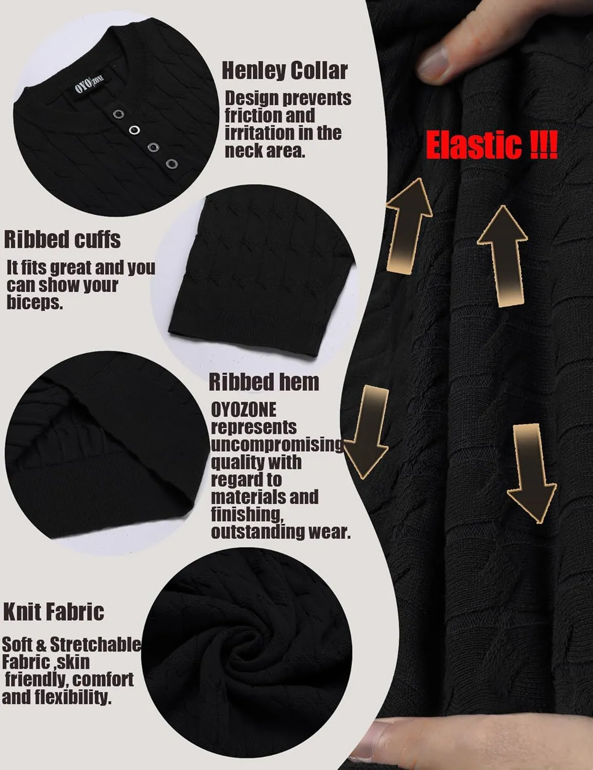 Men's Knit Polo Shirts Short Sleeve Texture Henley Shirts Knitted T-Shirts Casual Lightweight Golf Shirts