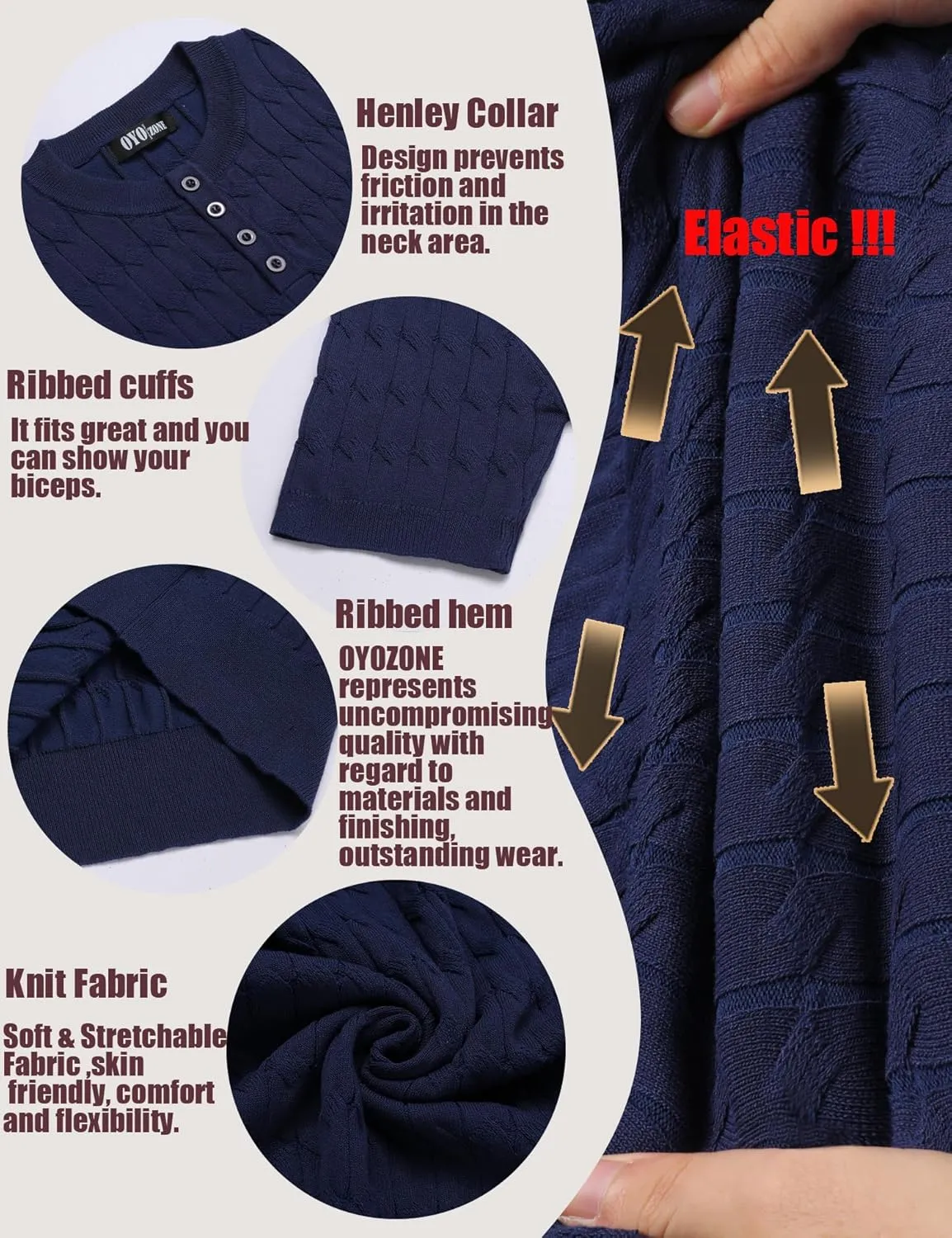 Men's Knit Polo Shirts Short Sleeve Texture Henley Shirts Knitted T-Shirts Casual Lightweight Golf Shirts