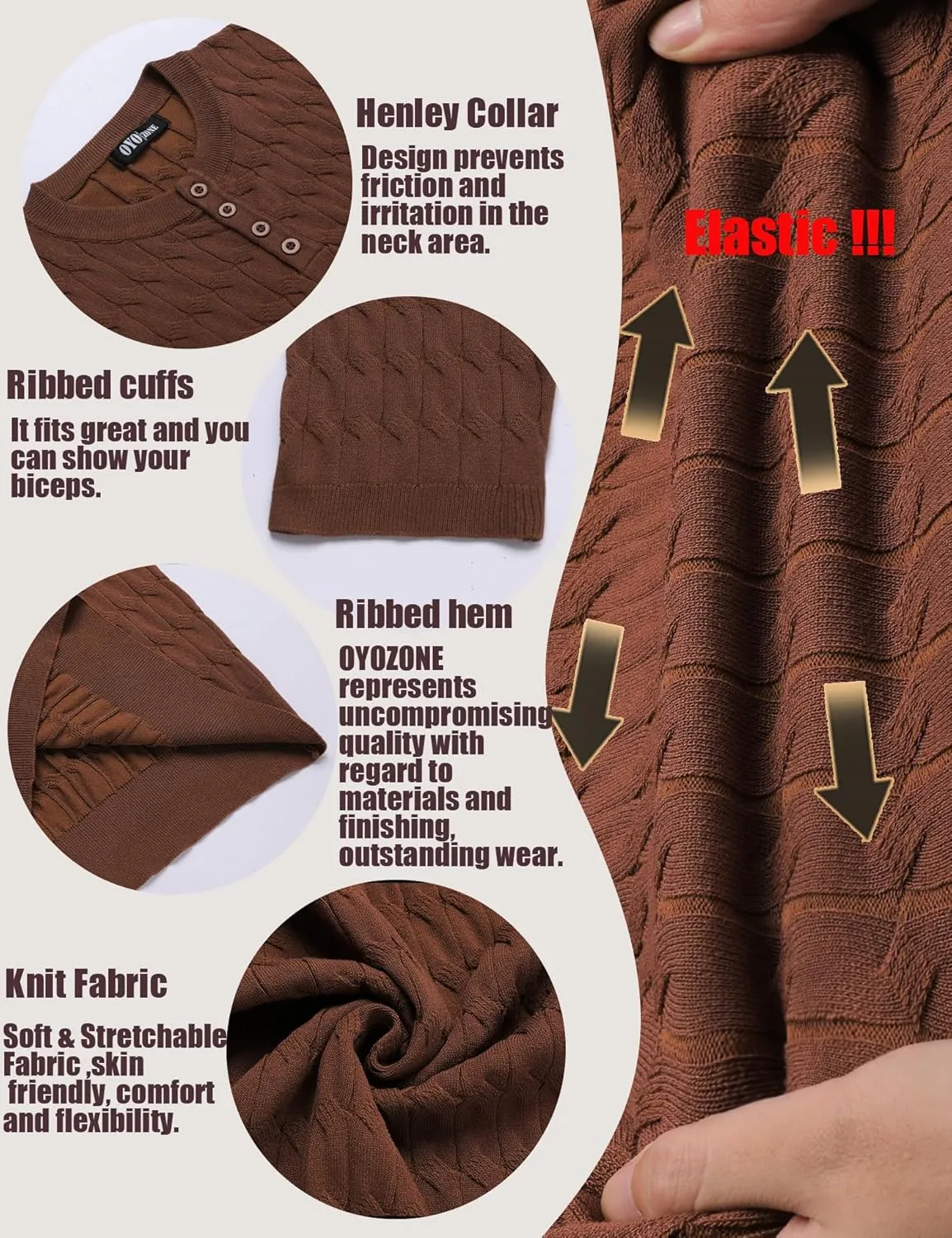 Men's Knit Polo Shirts Short Sleeve Texture Henley Shirts Knitted T-Shirts Casual Lightweight Golf Shirts