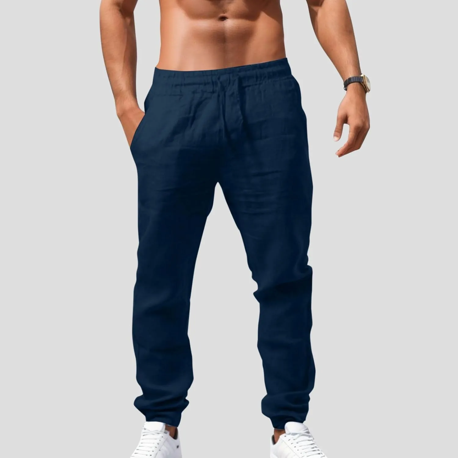 Men's Lightweight Jogging Pant Cargo Work Joggers Sports Casual Sweatpant Elastic Waist Sweat Pants