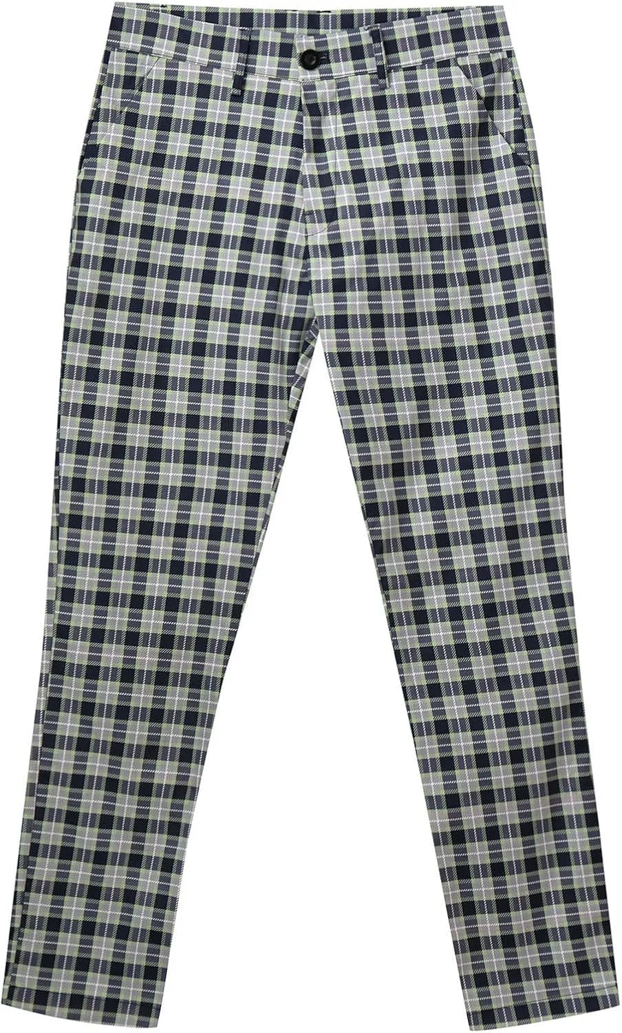 Mens Plaid Pants Skinny Dress Pants Slim Fit Business Slacks Casual Work Pants Comfy Suit Pants Comfy Golf Trousers