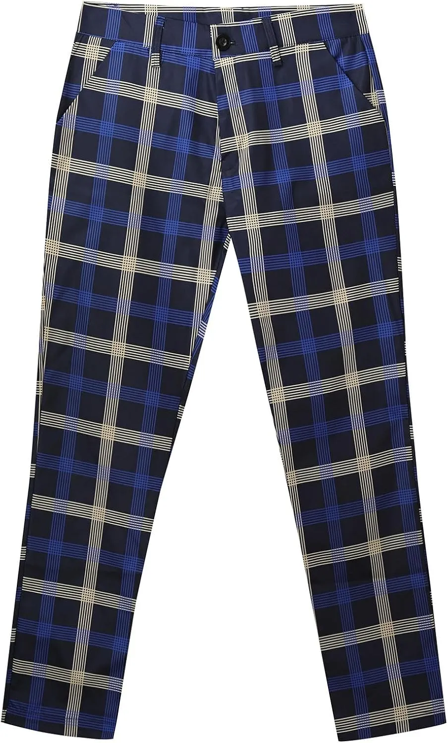 Mens Plaid Pants Skinny Dress Pants Slim Fit Business Slacks Casual Work Pants Comfy Suit Pants Comfy Golf Trousers