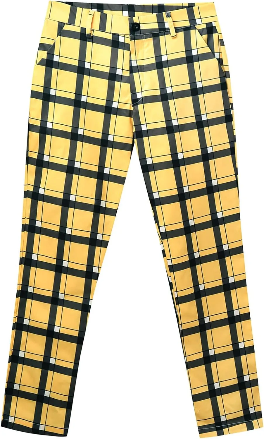 Mens Plaid Pants Skinny Dress Pants Slim Fit Business Slacks Casual Work Pants Comfy Suit Pants Comfy Golf Trousers