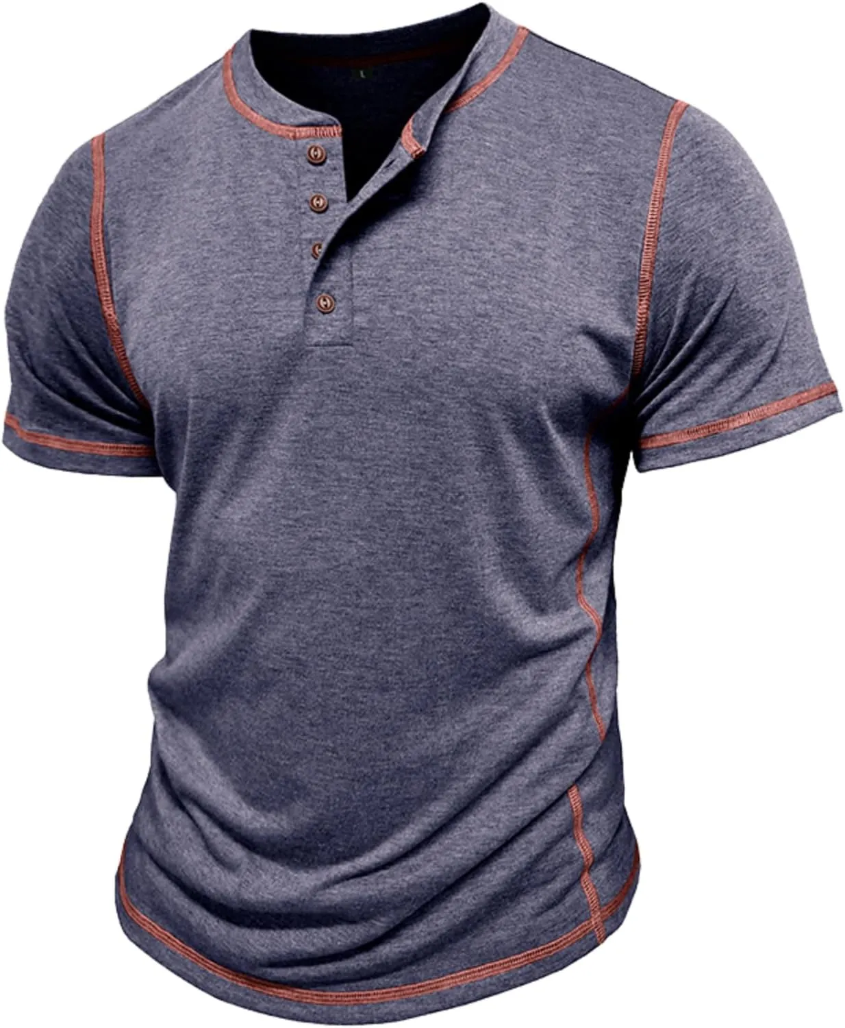 Mens Short Sleeve Shirts Casual Cotton Basic Henley Shirts Summer Lightweight T-Shirts