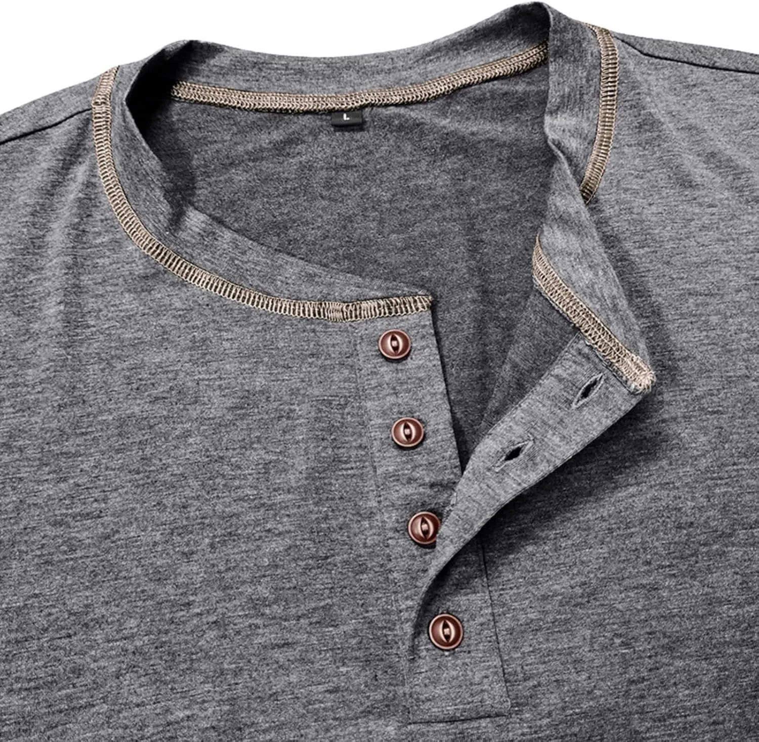 Mens Short Sleeve Shirts Casual Cotton Basic Henley Shirts Summer Lightweight T-Shirts