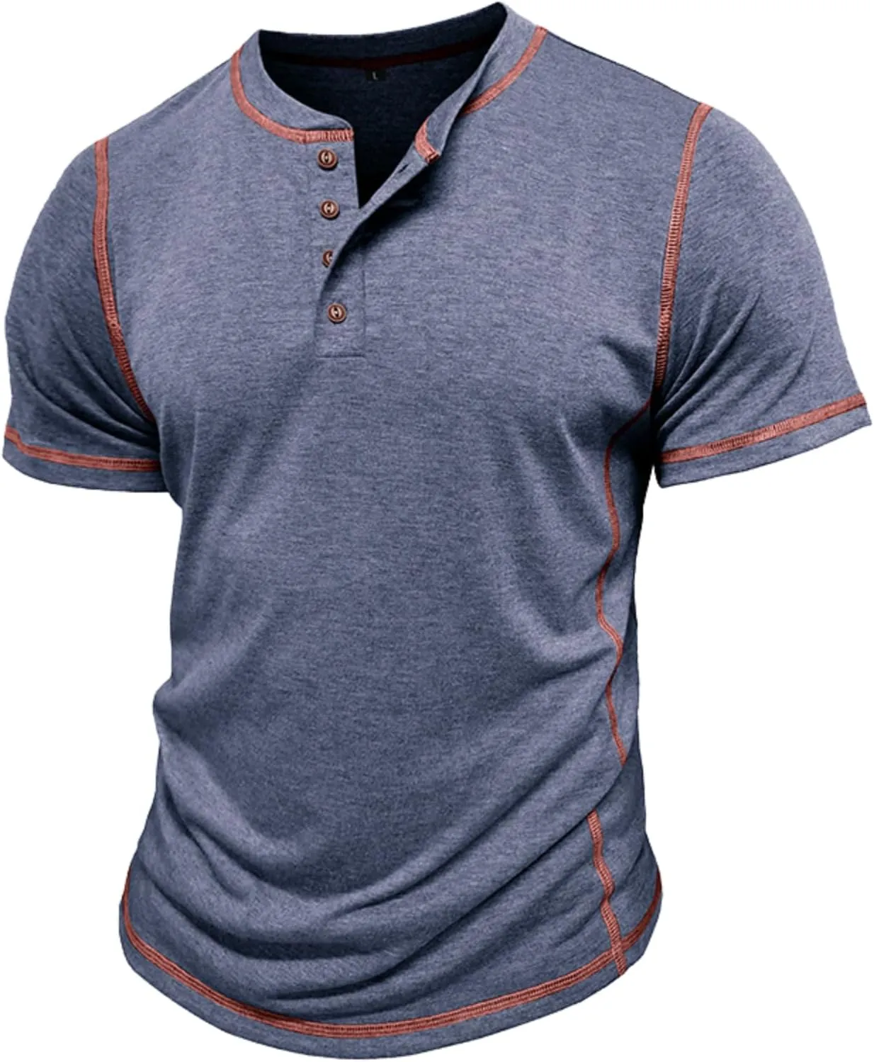 Mens Short Sleeve Shirts Casual Cotton Basic Henley Shirts Summer Lightweight T-Shirts