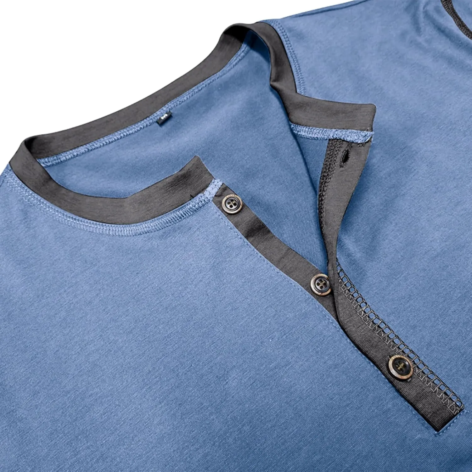 Mens Short Sleeve Shirts Casual Cotton Henley Shirts Slim Fit Summer Classic T-Shirts
