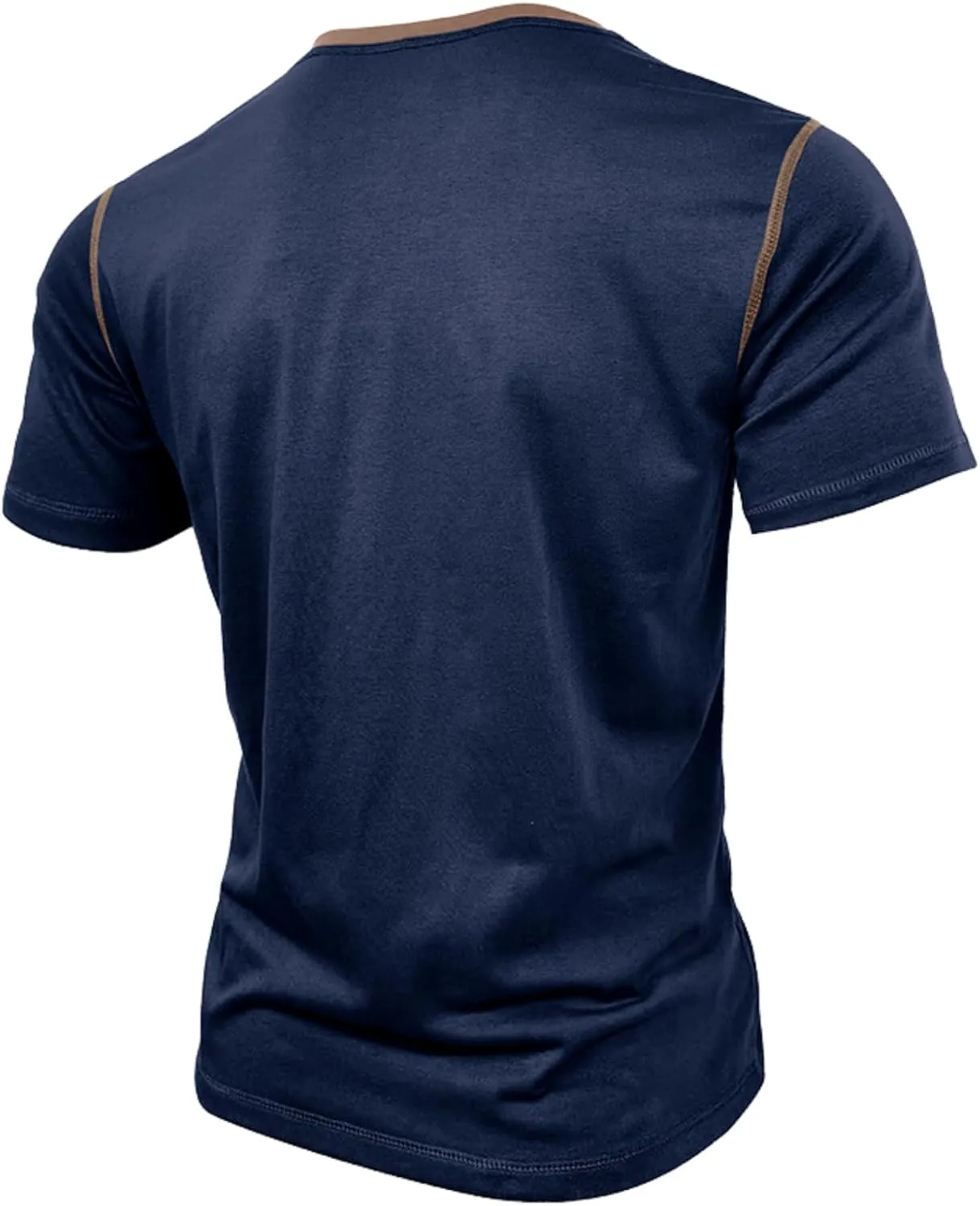 Mens Short Sleeve Shirts Casual Cotton Henley Shirts Slim Fit Summer Classic T-Shirts