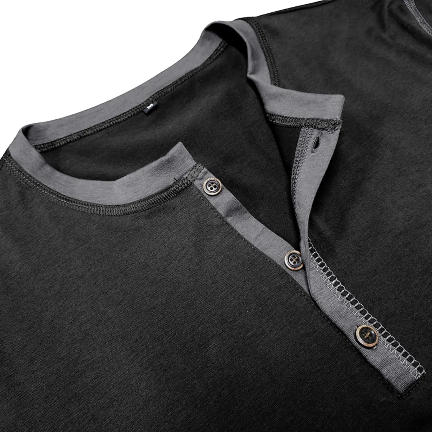 Mens Short Sleeve Shirts Casual Cotton Henley Shirts Slim Fit Summer Classic T-Shirts
