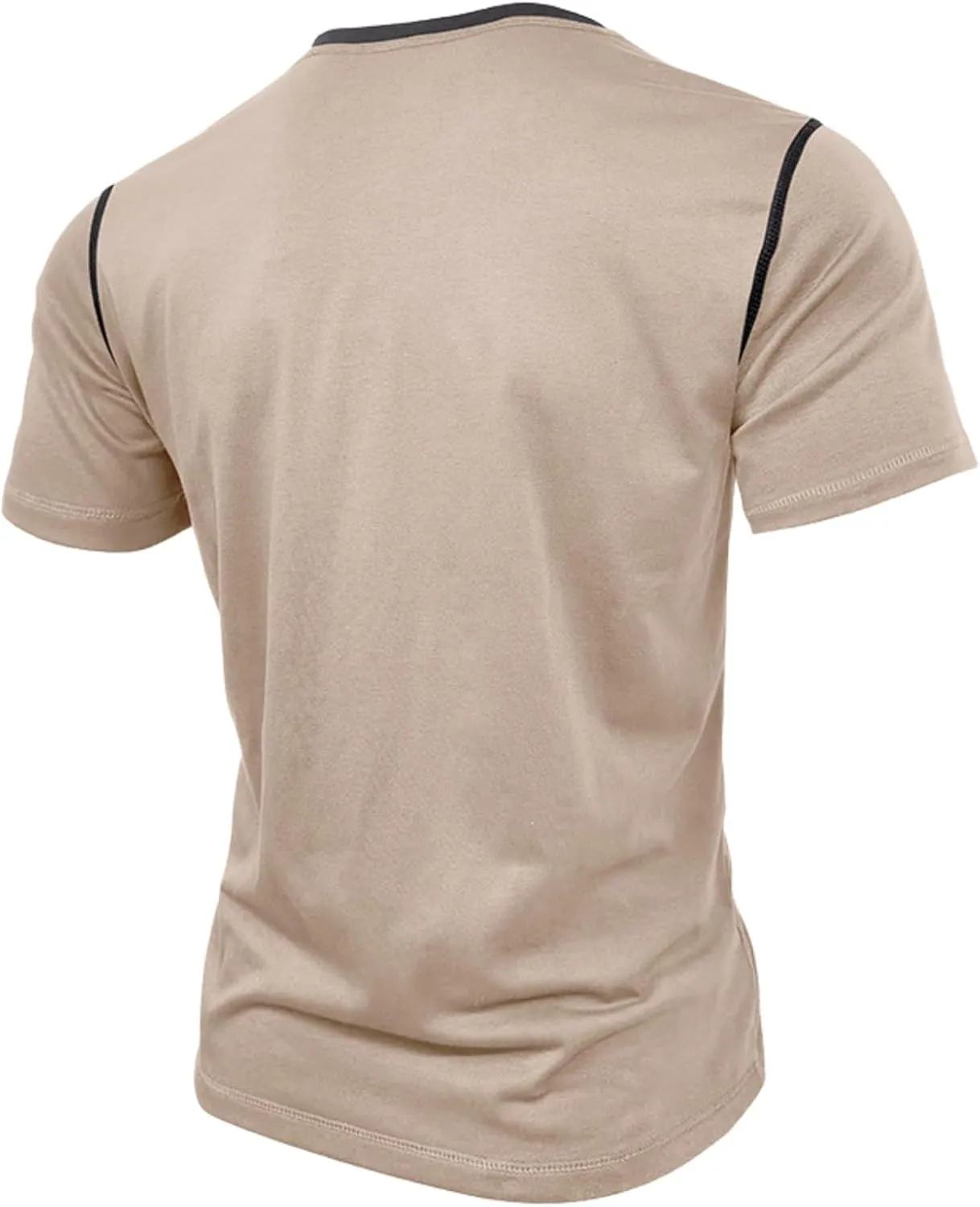 Mens Short Sleeve Shirts Casual Cotton Henley Shirts Slim Fit Summer Classic T-Shirts