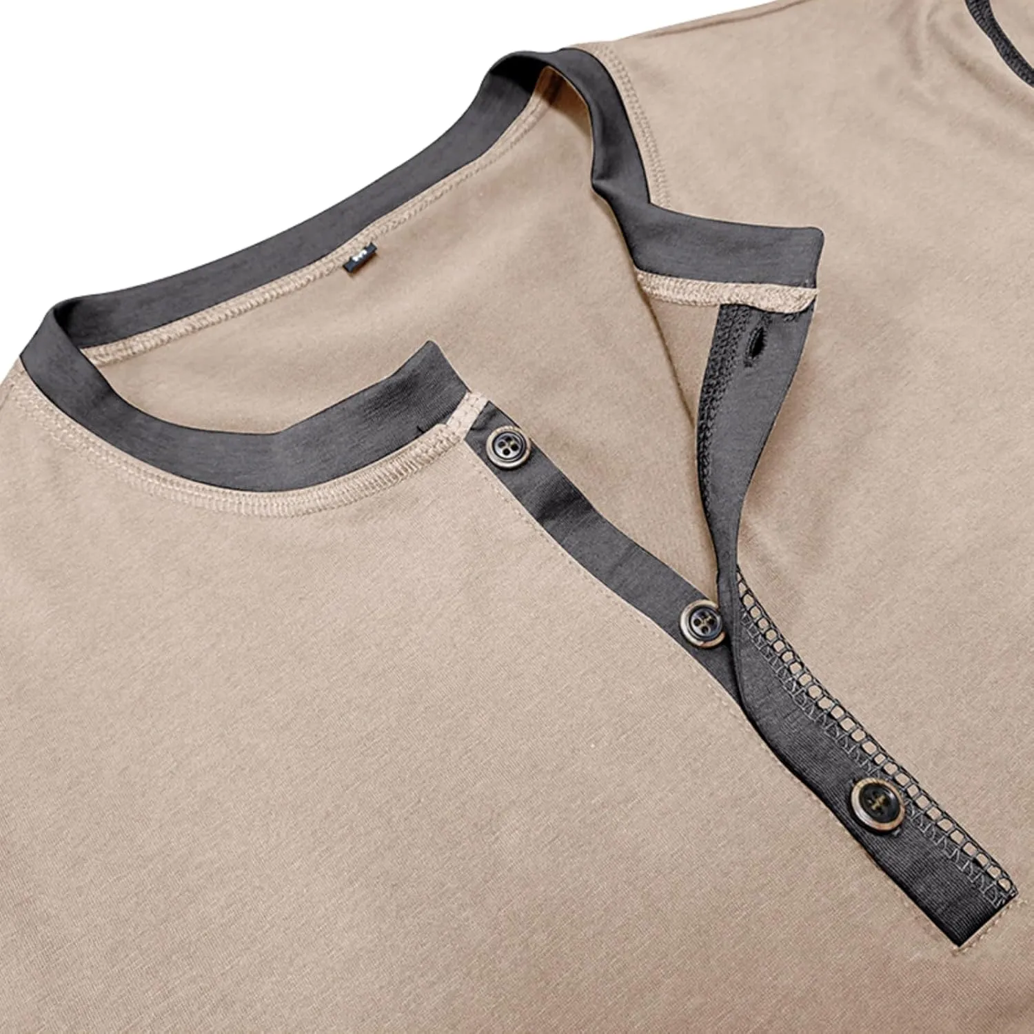 Mens Short Sleeve Shirts Casual Cotton Henley Shirts Slim Fit Summer Classic T-Shirts