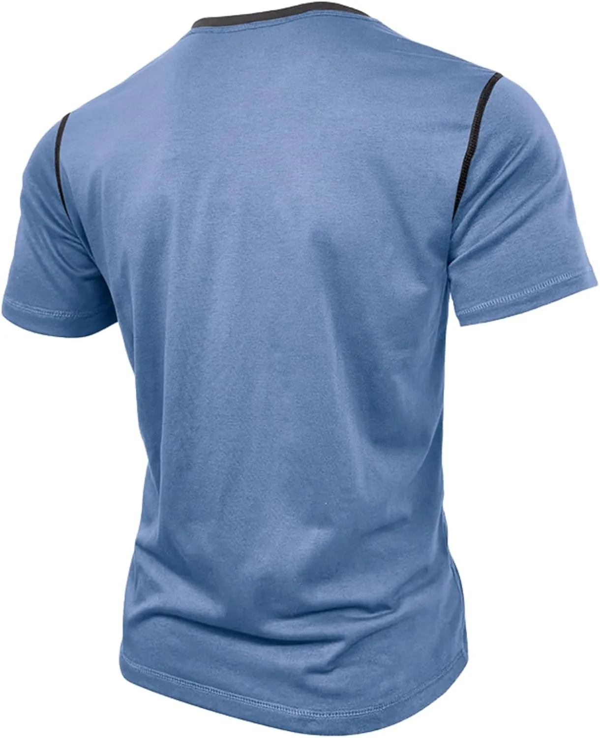 Mens Short Sleeve Shirts Casual Cotton Henley Shirts Slim Fit Summer Classic T-Shirts