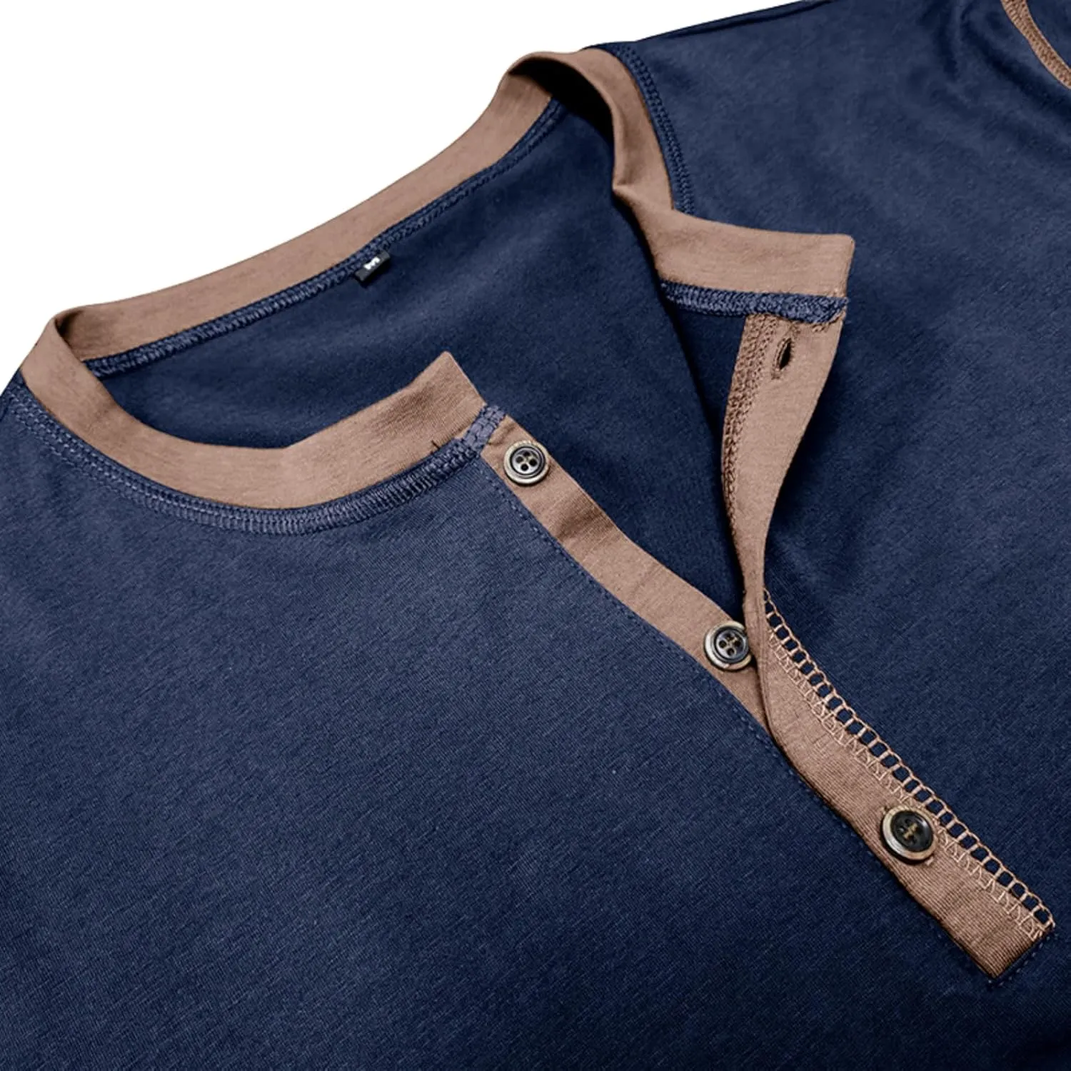 Mens Short Sleeve Shirts Casual Cotton Henley Shirts Slim Fit Summer Classic T-Shirts