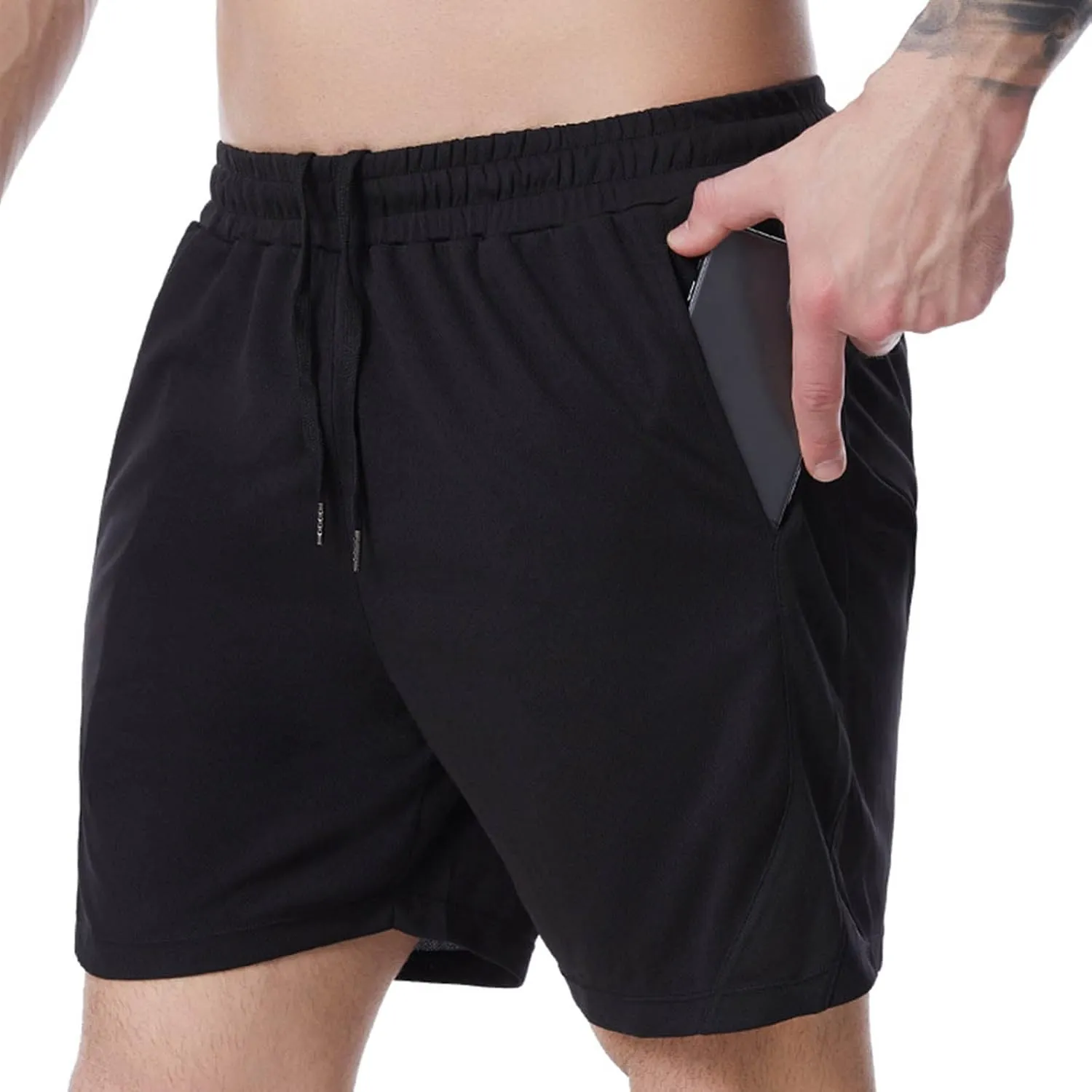 Mens Shorts Men's Patchwork Gym Workout Shorts Running Shorts Quick Dry Loose Training Shorts with Zipper Pockets