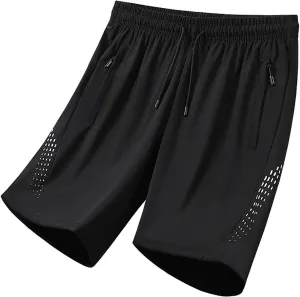 Men's Shorts Summer Sport Lightweight Breathable Elastic Ice Silk Drawstring Outdoor Workout Shorts